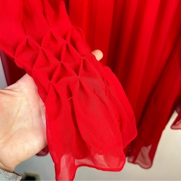 Rebecca Taylor 100% Silk Diamond Smocked Mock Neck Long Sleeve Mini Dress - Picture 9 of 16